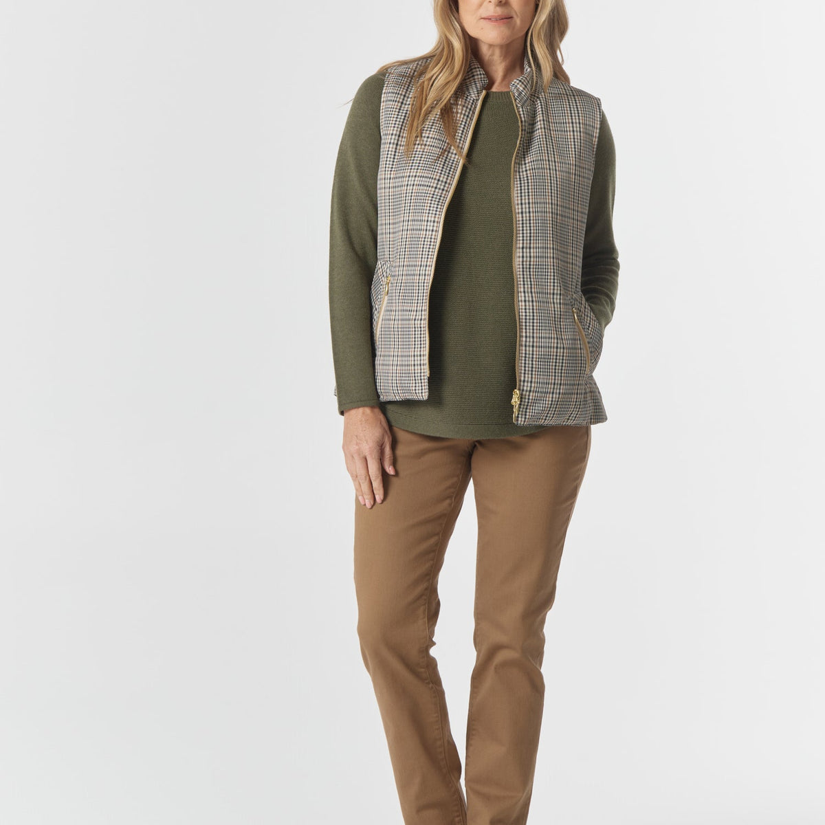 The Heritage Quilted Vest - Travertine Micro Check – Goondiwindi Cotton