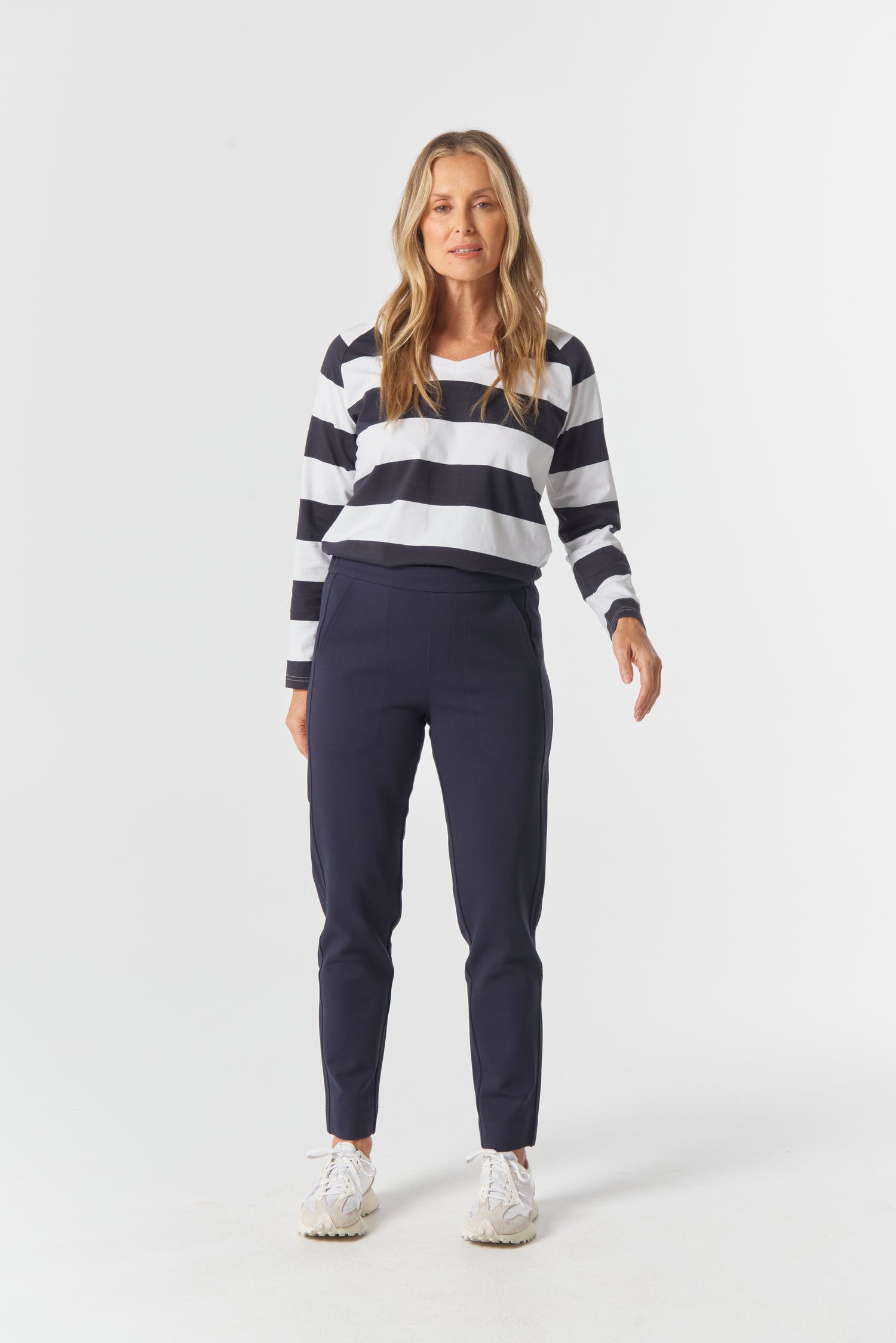 Workday Ponte Jogger - Navy by Goondiwindi Cotton. Timeless women’s fashion using natural fibres and classic shapes