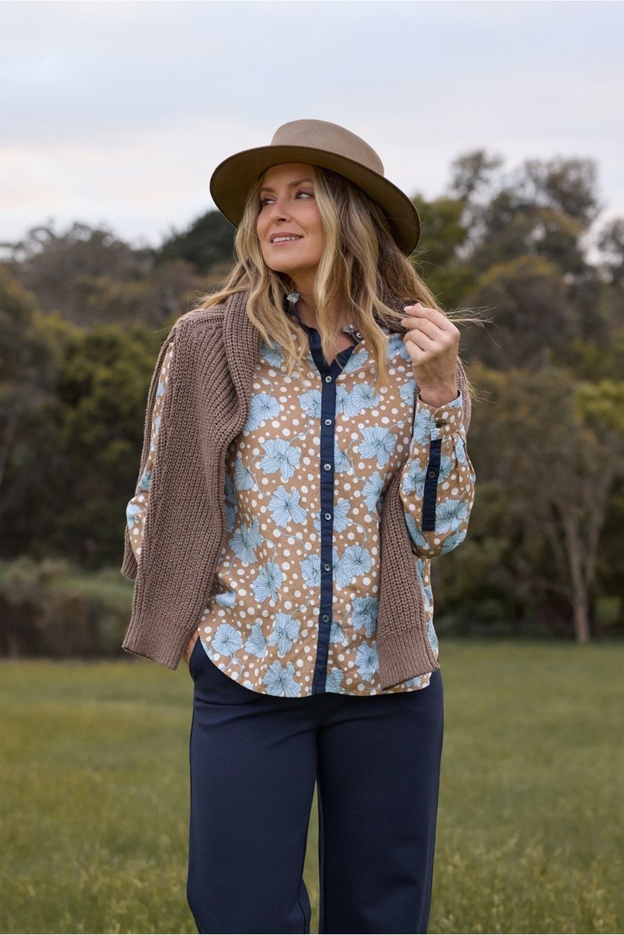 Goondiwindi Cotton Blouses Pioneer Linen Cotton Shirt - Country Club Print