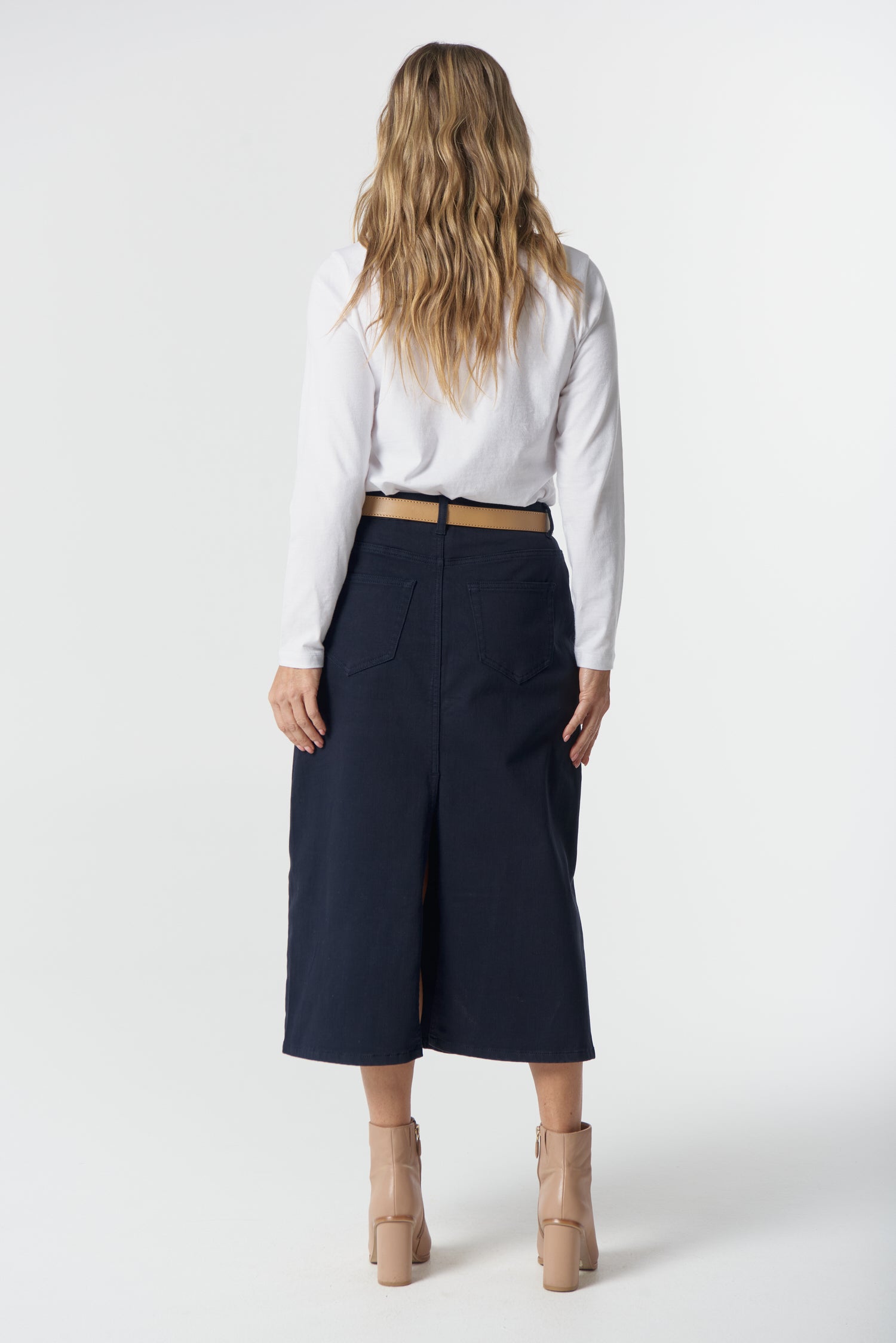 5 Pocket Maxi Skirt - Dark Navy by Goondiwindi Cotton. Timeless women’s fashion using natural fibres and classic shapes