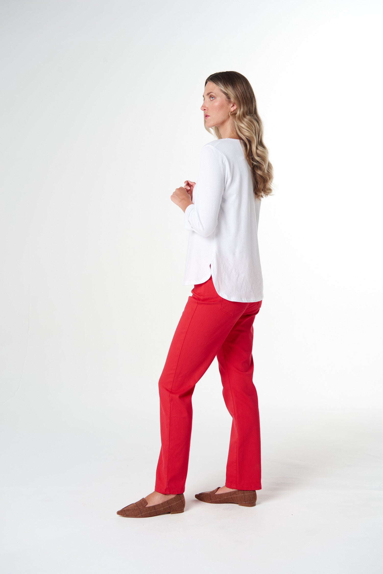5 Pocket Jean - Poinsettia by Goondiwindi Cotton. Timeless women’s fashion using natural fibres and classic shapes