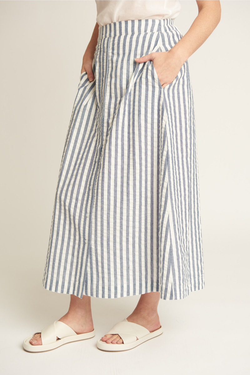 Cotton A line Striped  Seersucker skirt