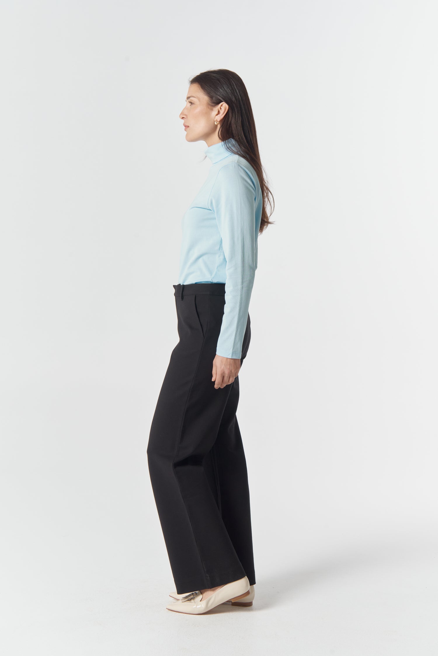 The Traditional Cotton Skivvy - Skyride Blue by Goondiwindi Cotton. Timeless women’s fashion using natural fibres and classic shapes