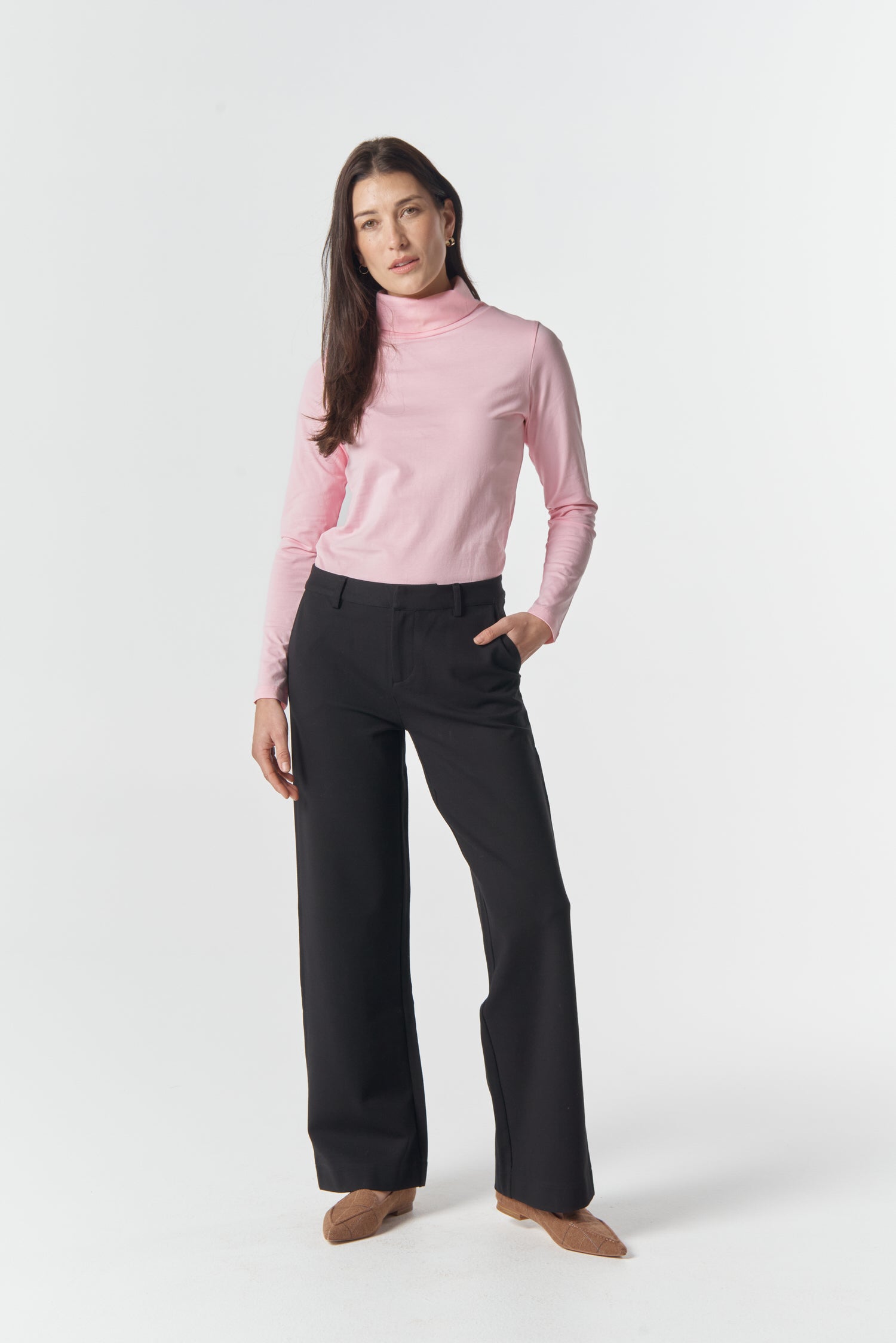 The Traditional Cotton Skivvy - Pale Pink by Goondiwindi Cotton. Timeless women’s fashion using natural fibres and classic shapes