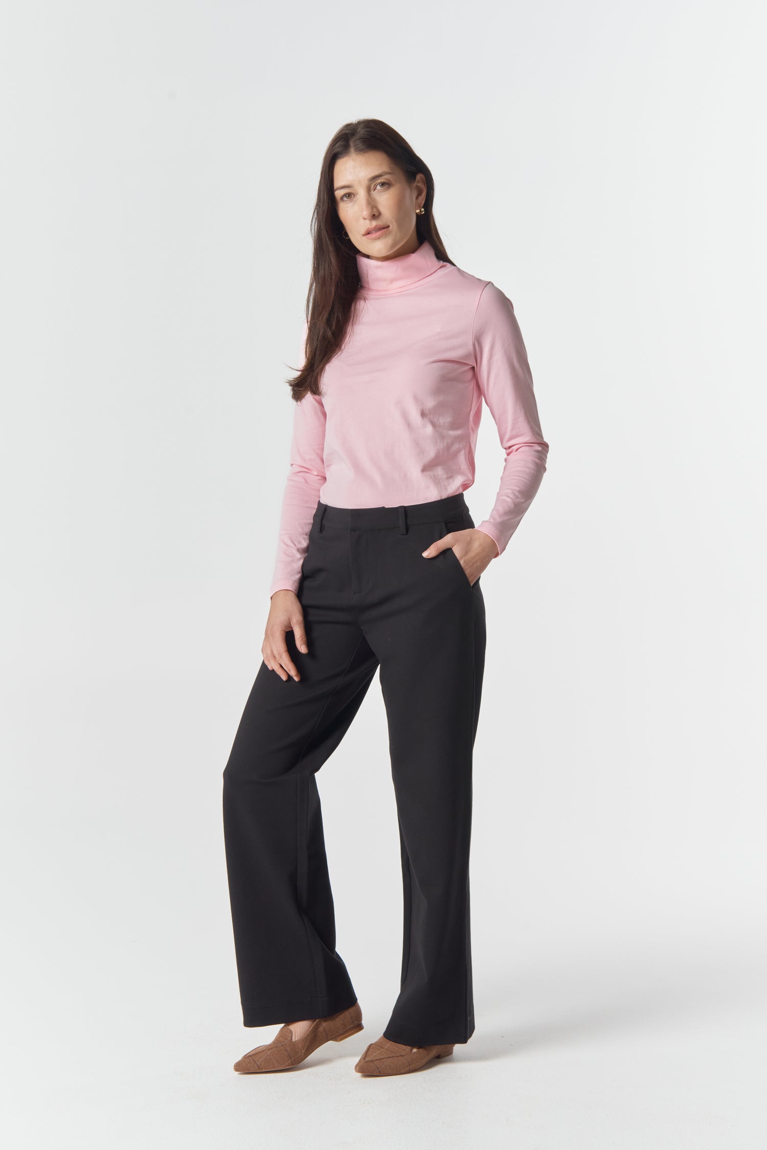 The Traditional Cotton Skivvy - Pale Pink by Goondiwindi Cotton. Timeless women’s fashion using natural fibres and classic shapes