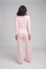 Rib Knit Stripe Cotton Skivvy Ballet Pink/White Whisper
