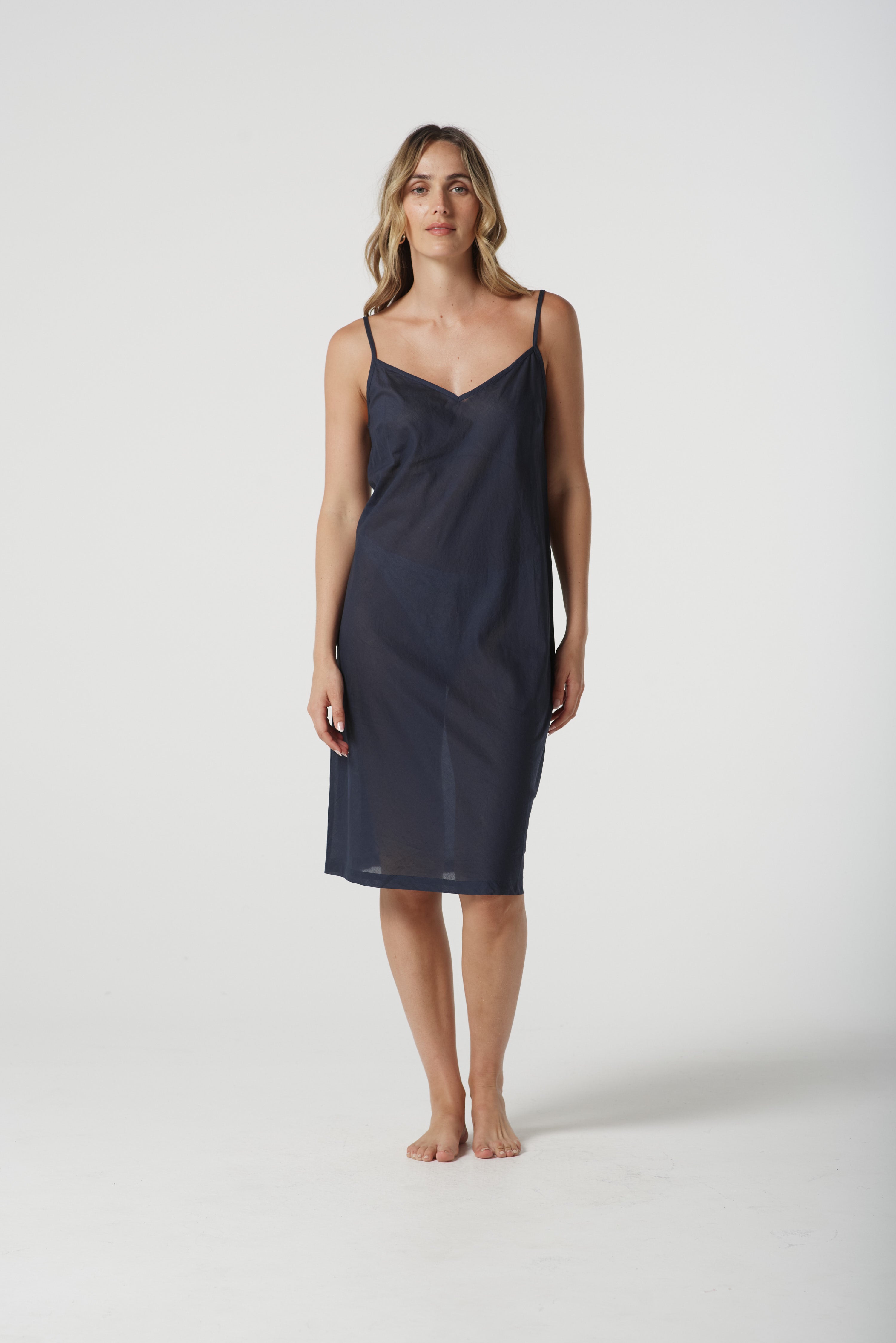 Women's Cotton Navy Slip Dress - Goondiwindi Cotton Women's Cotton Navy Slip Dress - Goondiwindi Cotton