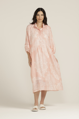Linen Lace Print 3/4 Sleeve Dress
