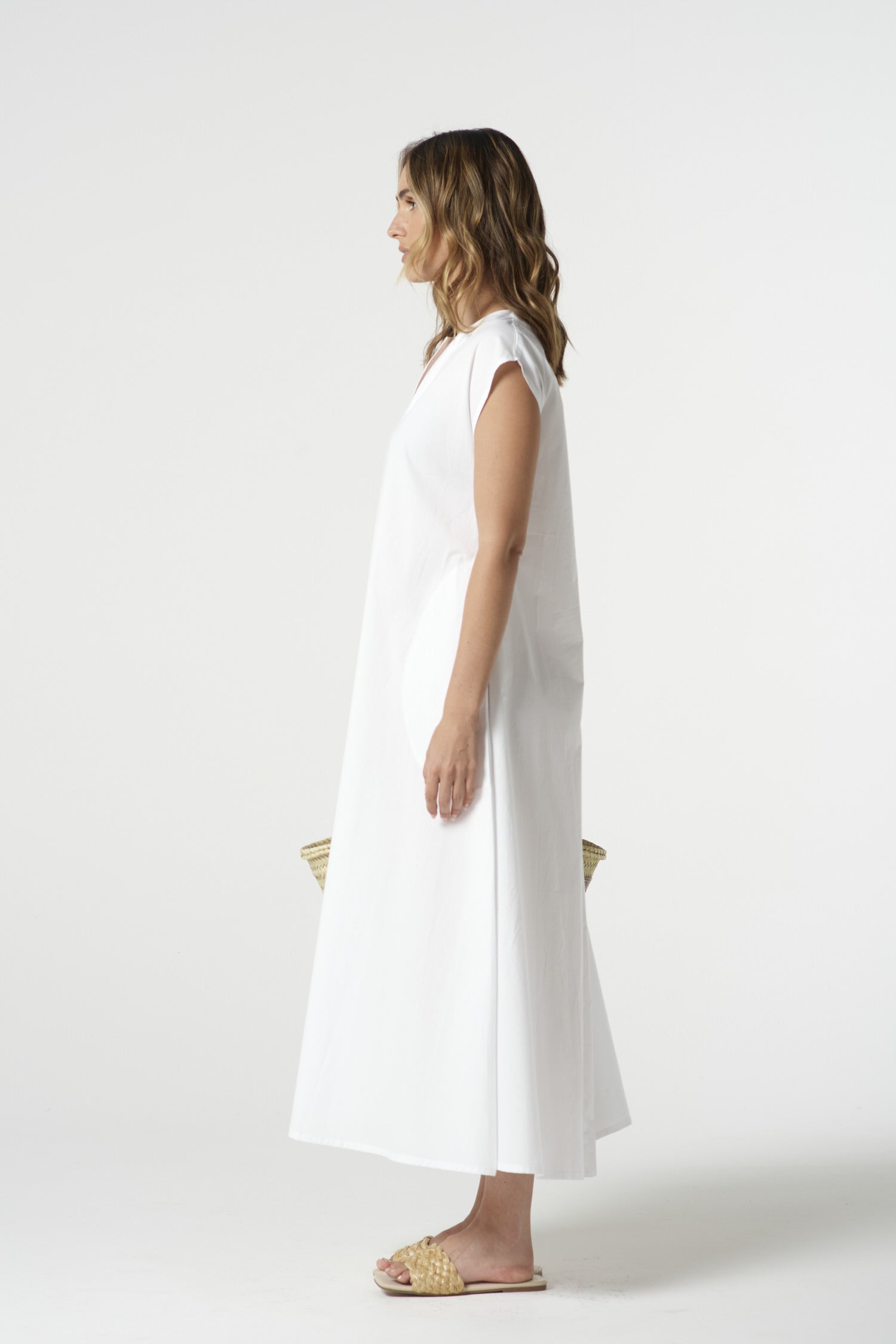 Shell Cotton Cap Sleeve Dress - White by Goondiwindi Cotton. Timeless women’s fashion using natural fibres and classic shapes