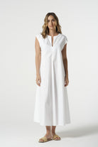 Shell Cotton Cap Sleeve Dress - White by Goondiwindi Cotton. Timeless women’s fashion using natural fibres and classic shapes