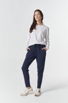 The Heritage Cotton Track Pant - Navy by Goondiwindi Cotton. Timeless women’s fashion using natural fibres and classic shapes