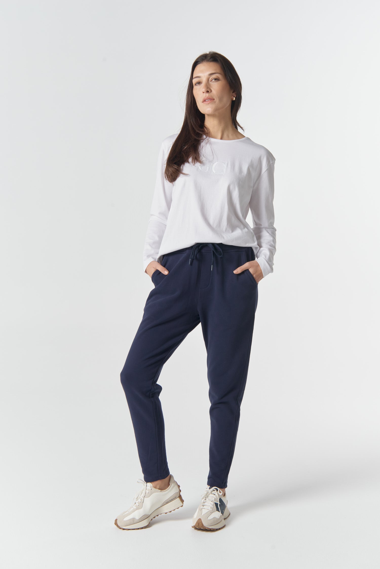 The Heritage Cotton Track Pant - Navy by Goondiwindi Cotton. Timeless women’s fashion using natural fibres and classic shapes
