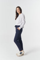 The Heritage Cotton Track Pant - Navy by Goondiwindi Cotton. Timeless women’s fashion using natural fibres and classic shapes