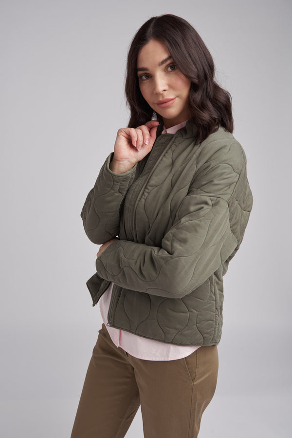 Cotton Quilted Jacket Khaki