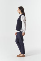 Amber Merino Cotton Knit Vest - Dark Navy by Goondiwindi Cotton. Timeless women’s fashion using natural fibres and classic shapes
