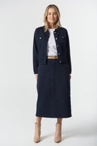 Ray Denim Jacket - Dark Navy by Goondiwindi Cotton. Timeless women’s fashion using natural fibres and classic shapes