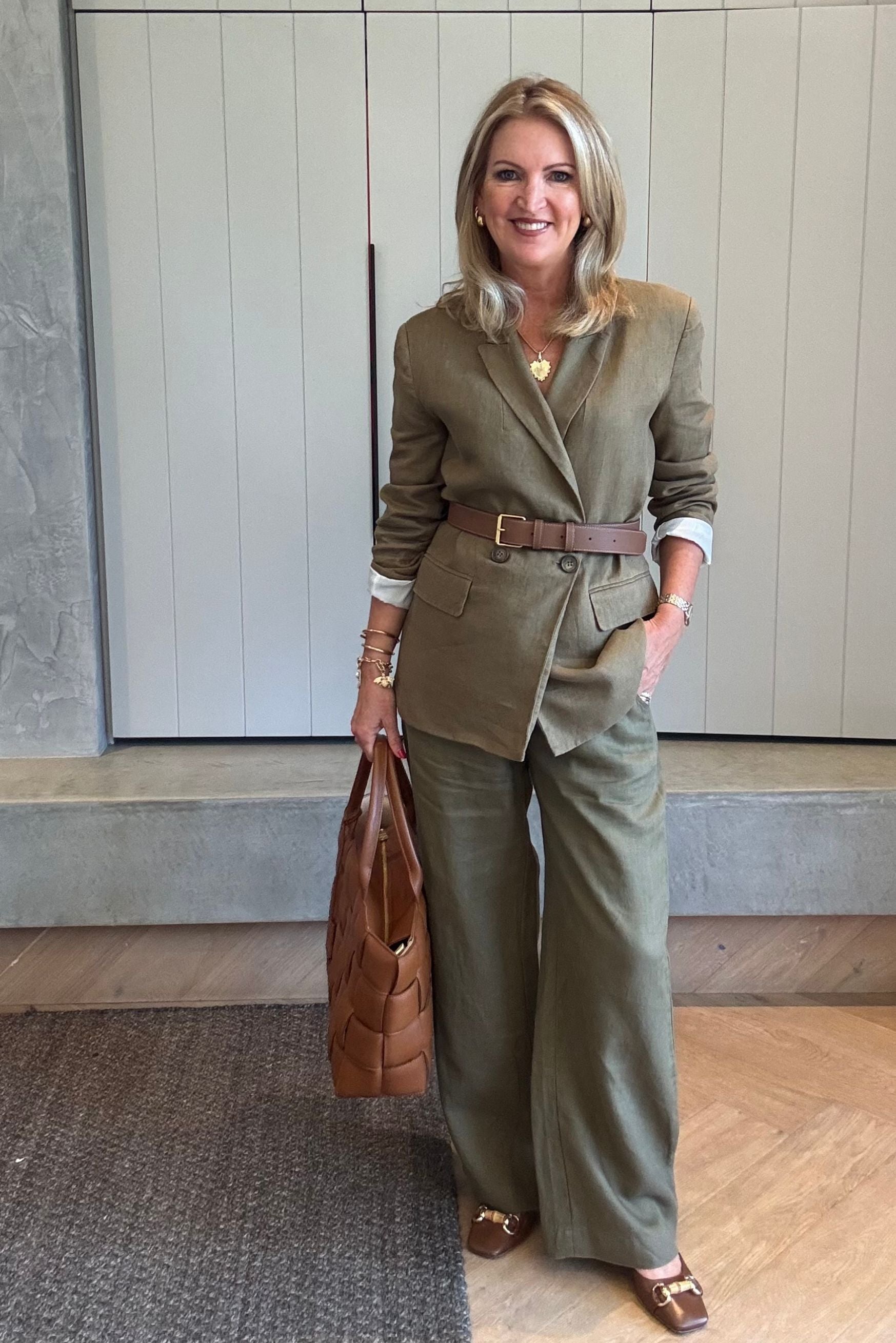 Linen Double Breasted Relaxed Jacket - Tobacco by Goondiwindi Cotton. Timeless women’s fashion using natural fibres and classic shapes