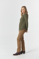 Goondiwindi Cotton Knitwear The Classic Crew Neck Raglan Jumper - Covert Green