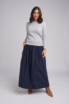 Goondiwindi Cotton Knitwear Classic Cable Crew Neck Jumper Grey Shimmer