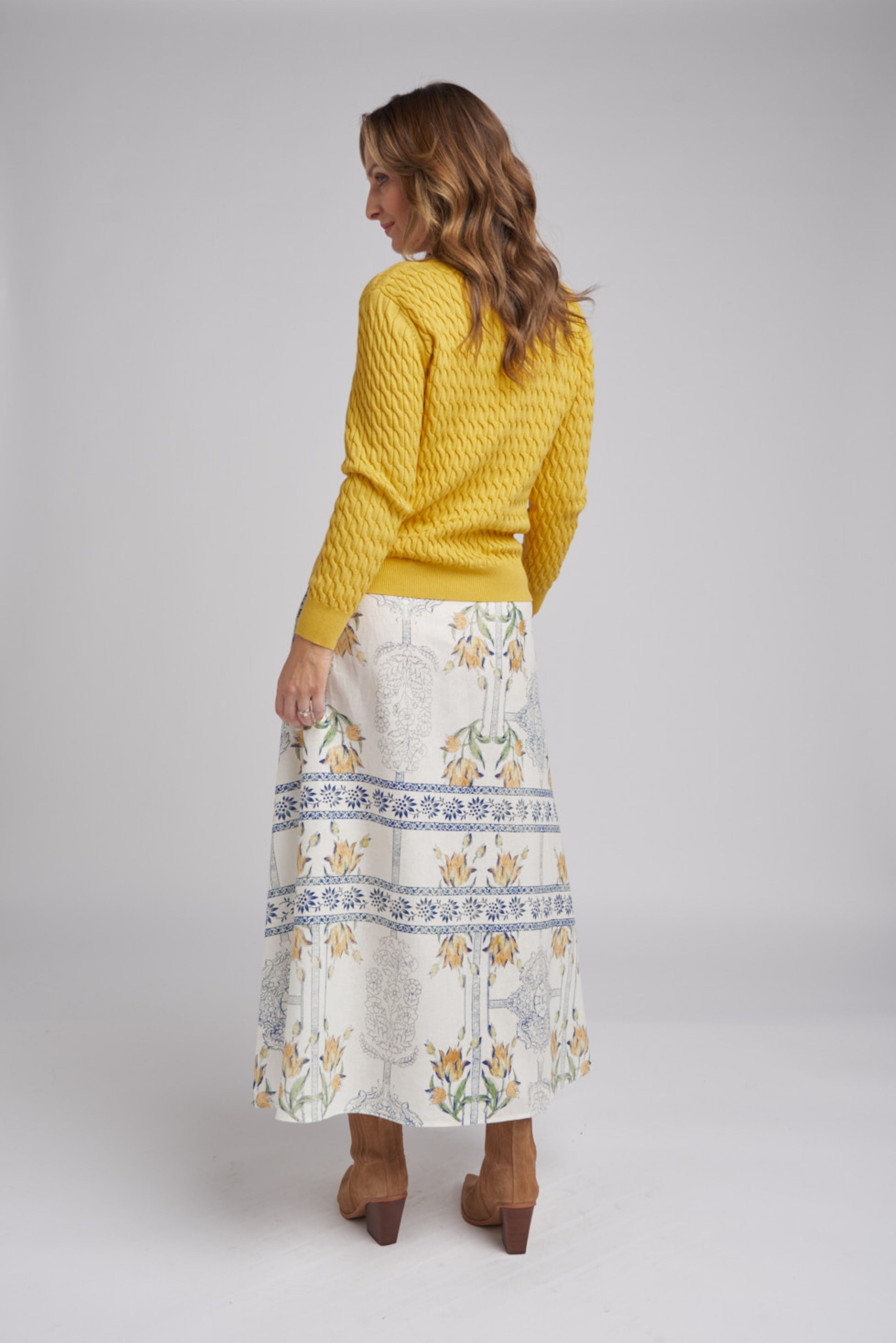 Goondiwindi Cotton Knitwear Classic Cable Crew Neck Jumper - Lemon