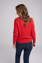 Goondiwindi Cotton Knitwear Classic Cable Crew Neck Jumper Poppy