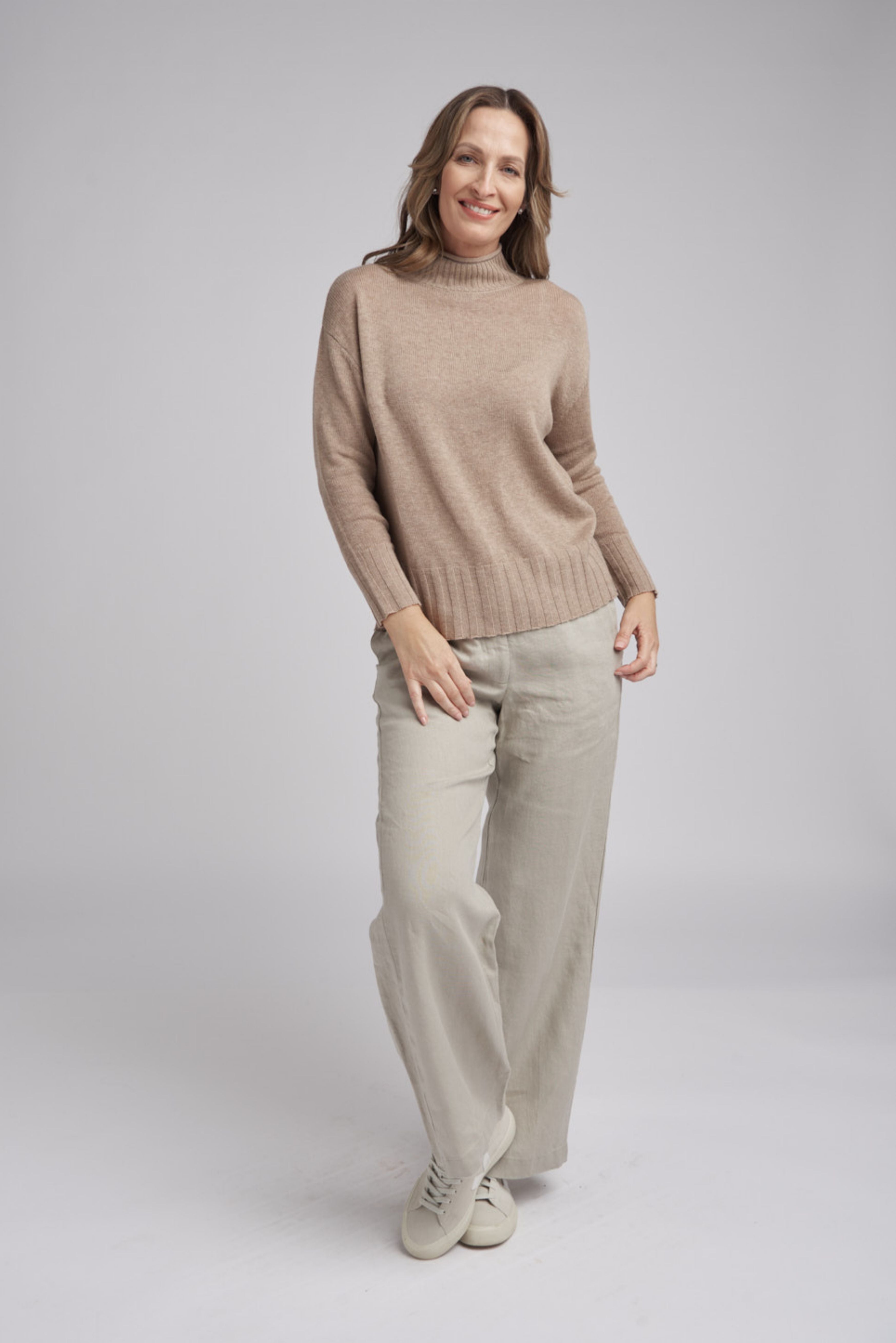 Goondiwindi Cotton Knitwear Turtle Neck Knit Jumper Oatmeal