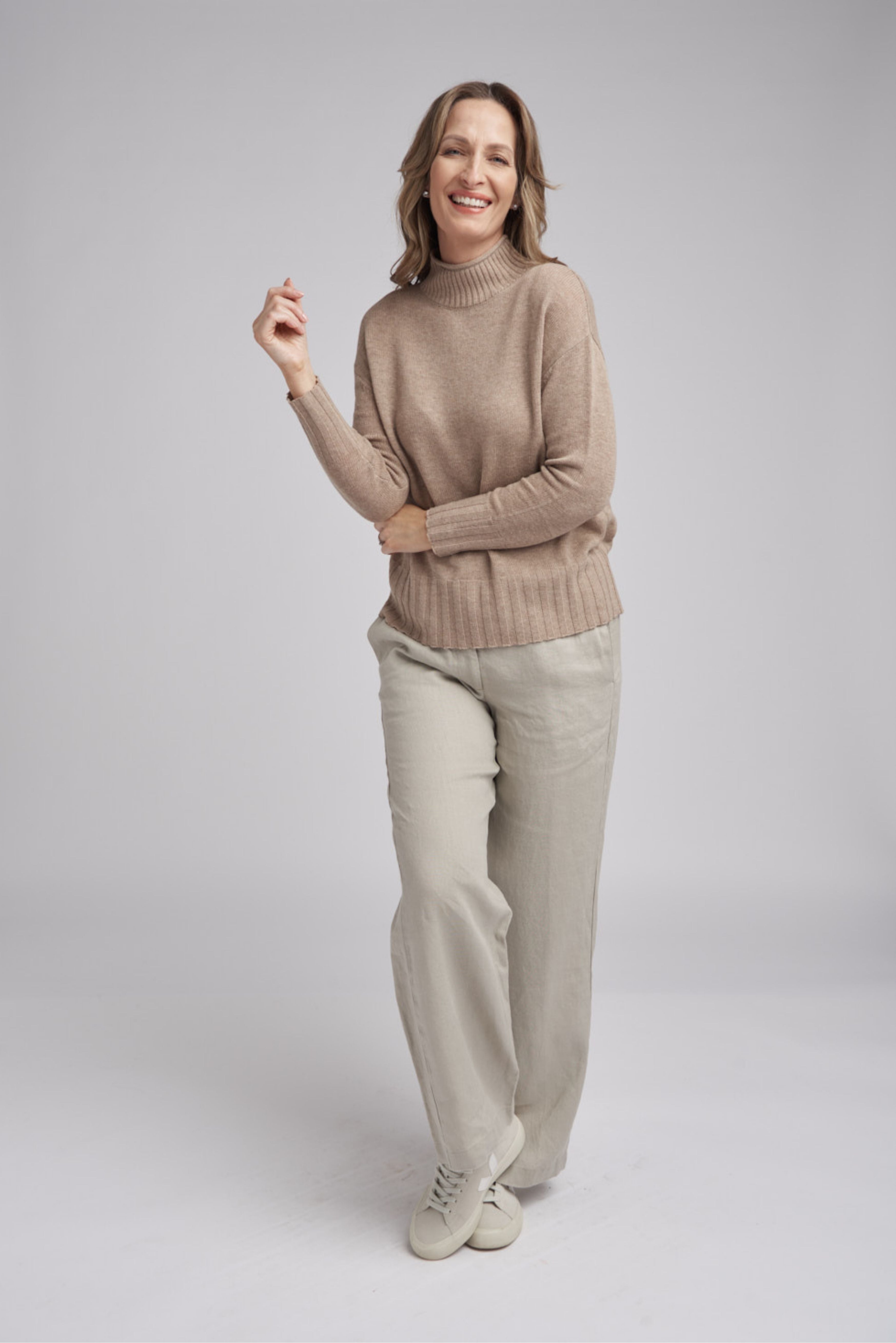 Goondiwindi Cotton Knitwear Turtle Neck Knit Jumper Oatmeal
