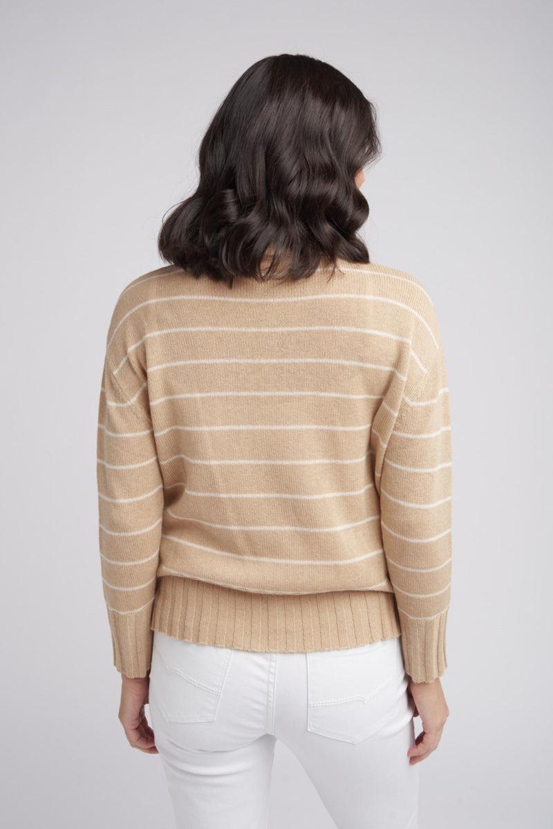Turtle Neck Stripe Knit Jumper Chamis/Whipped Cream