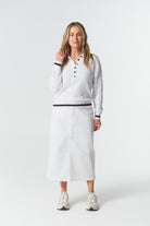 Goondiwindi Cotton Knitwear Courtside Cotton Knit Polo - White/Dark Navy