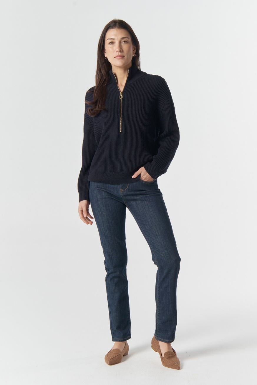 Goondiwindi Cotton Knitwear Jillaroo ½ Zip Merino Cotton Jumper - Navy