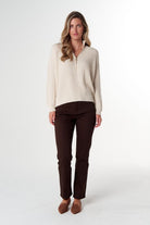 Goondiwindi Cotton Knitwear Jillaroo ½ Zip Merino Cotton Jumper - Whipped Cream