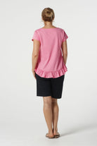 Goondiwindi Cotton Tees Shine Cotton Ruffle Tee Shirt - Pink Cosmos