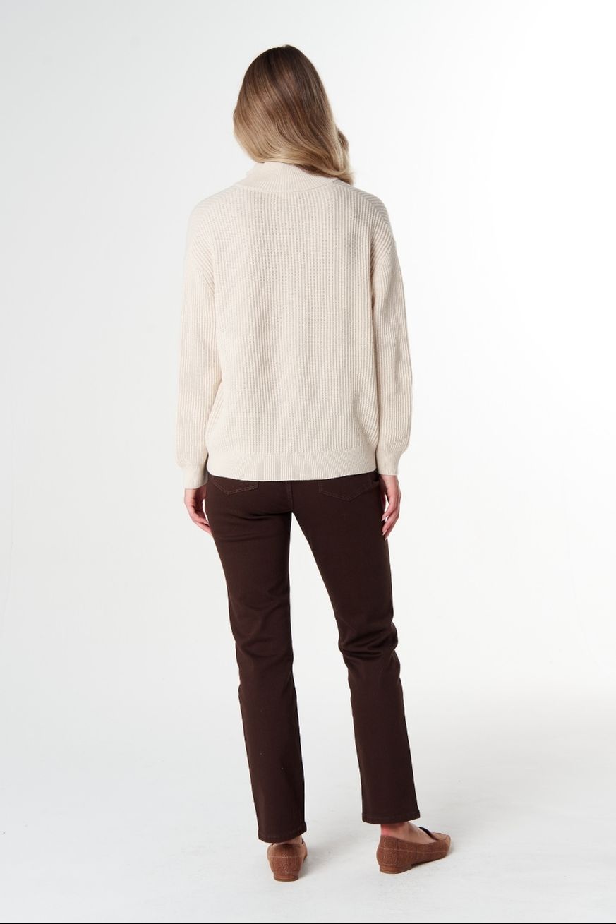 Goondiwindi Cotton Knitwear Jillaroo ½ Zip Merino Cotton Jumper - Whipped Cream
