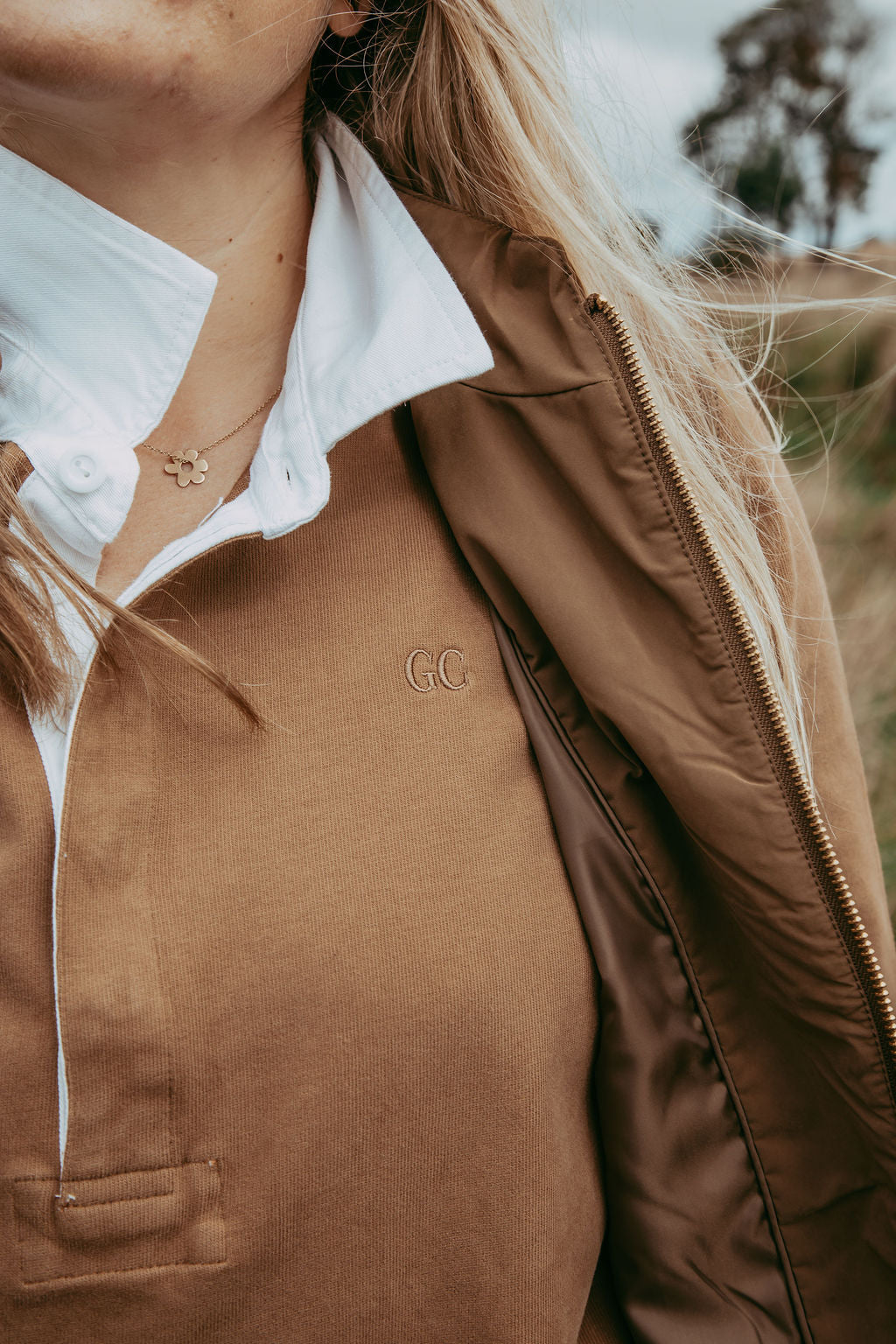 GC Original Solid Colour Rugby - Tobacco by Goondiwindi Cotton. Timeless women’s fashion using natural fibres and classic shapes