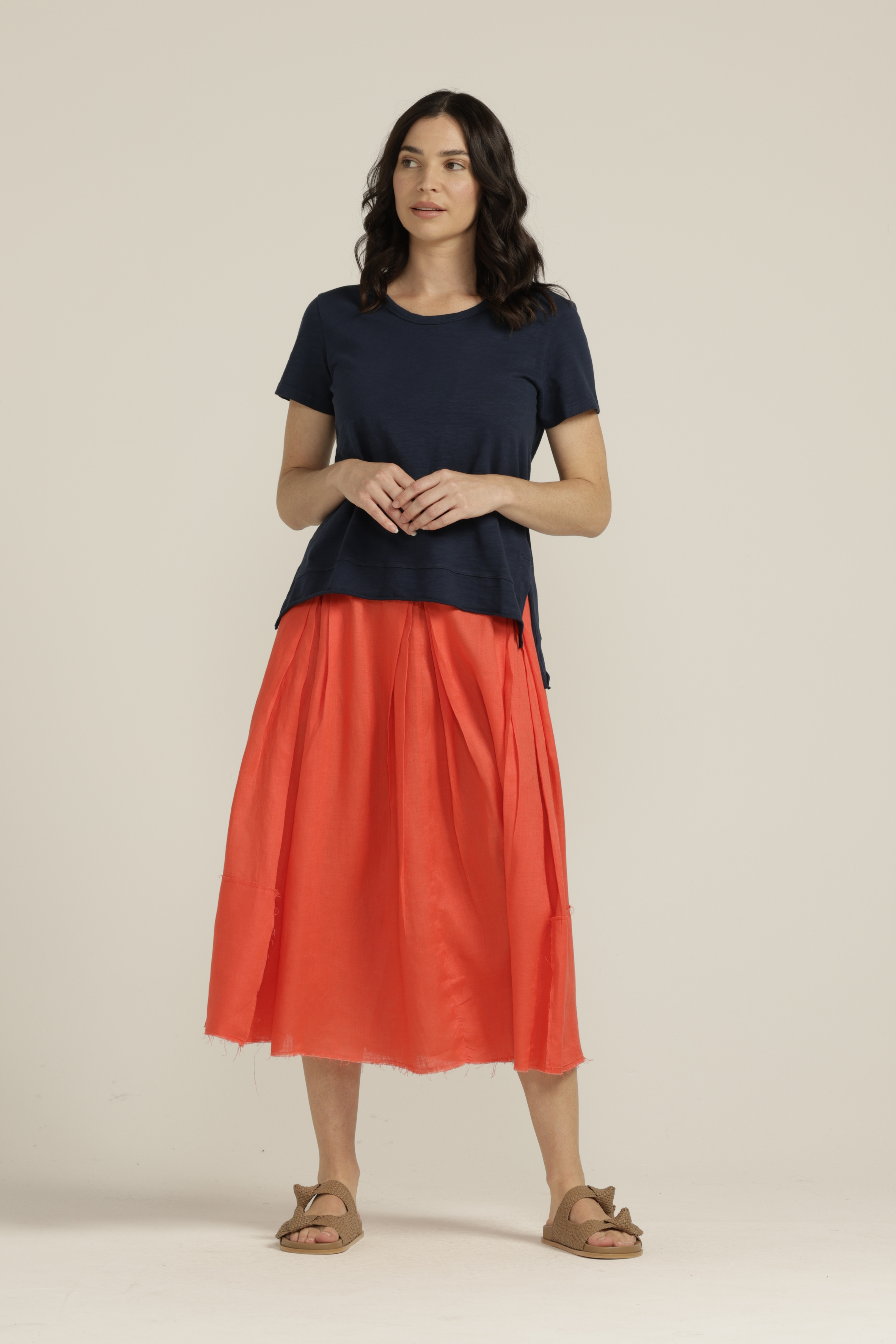 cloth+paper+scissors Tees Cotton Hi Low Hem Tee - Navy