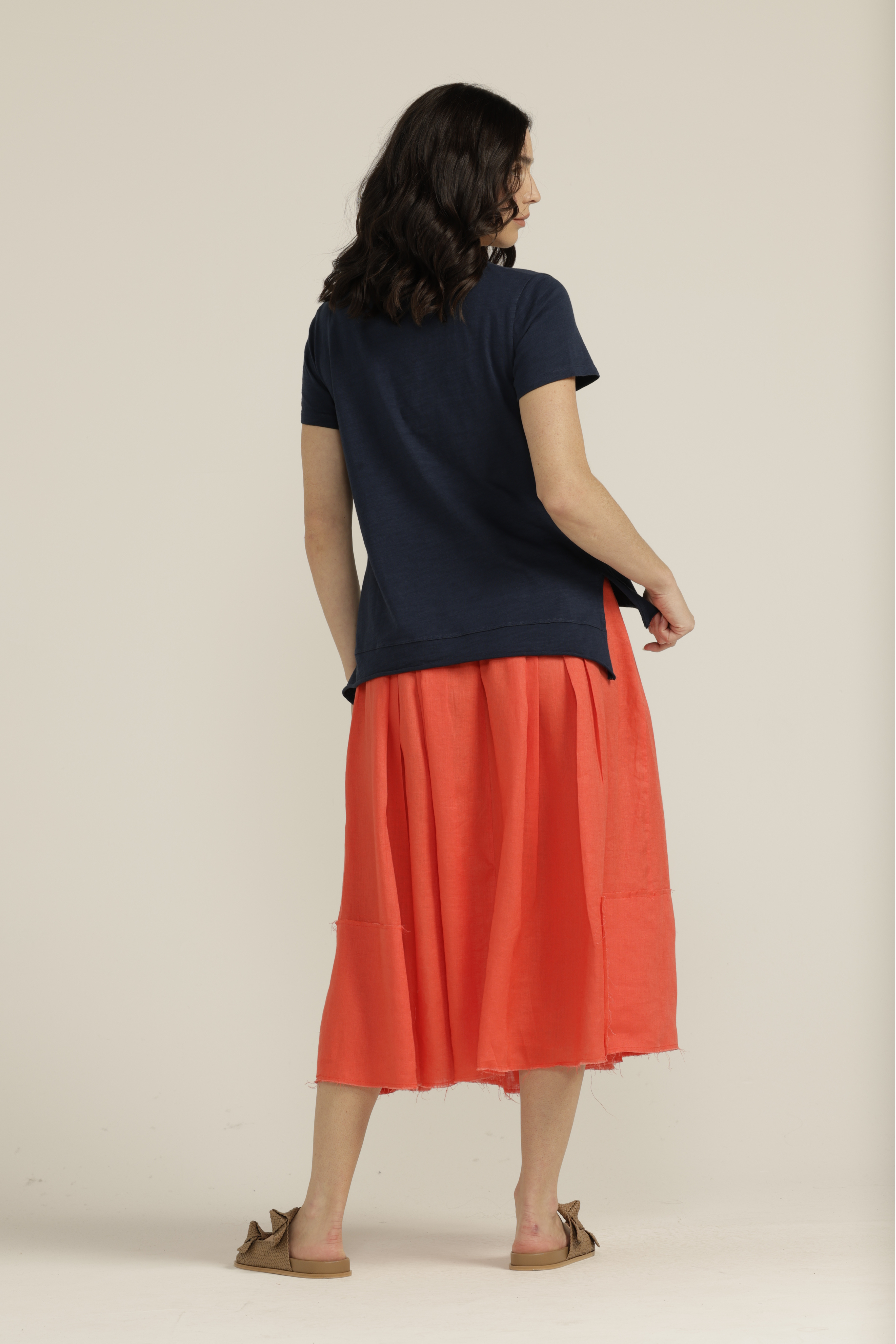cloth+paper+scissors Tees Cotton Hi Low Hem Tee - Navy