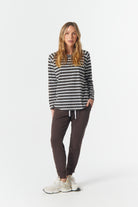 cloth+paper+scissors Tees The Hero Stripe Raglan Tee - White/Chocolate Torte