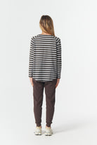 cloth+paper+scissors Tees The Hero Stripe Raglan Tee - White/Chocolate Torte