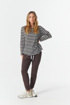 cloth+paper+scissors Tees The Hero Stripe Raglan Tee - White/Chocolate Torte