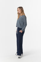 cloth+paper+scissors Tees The Hero Stripe Raglan Tee - White/Parisian Navy