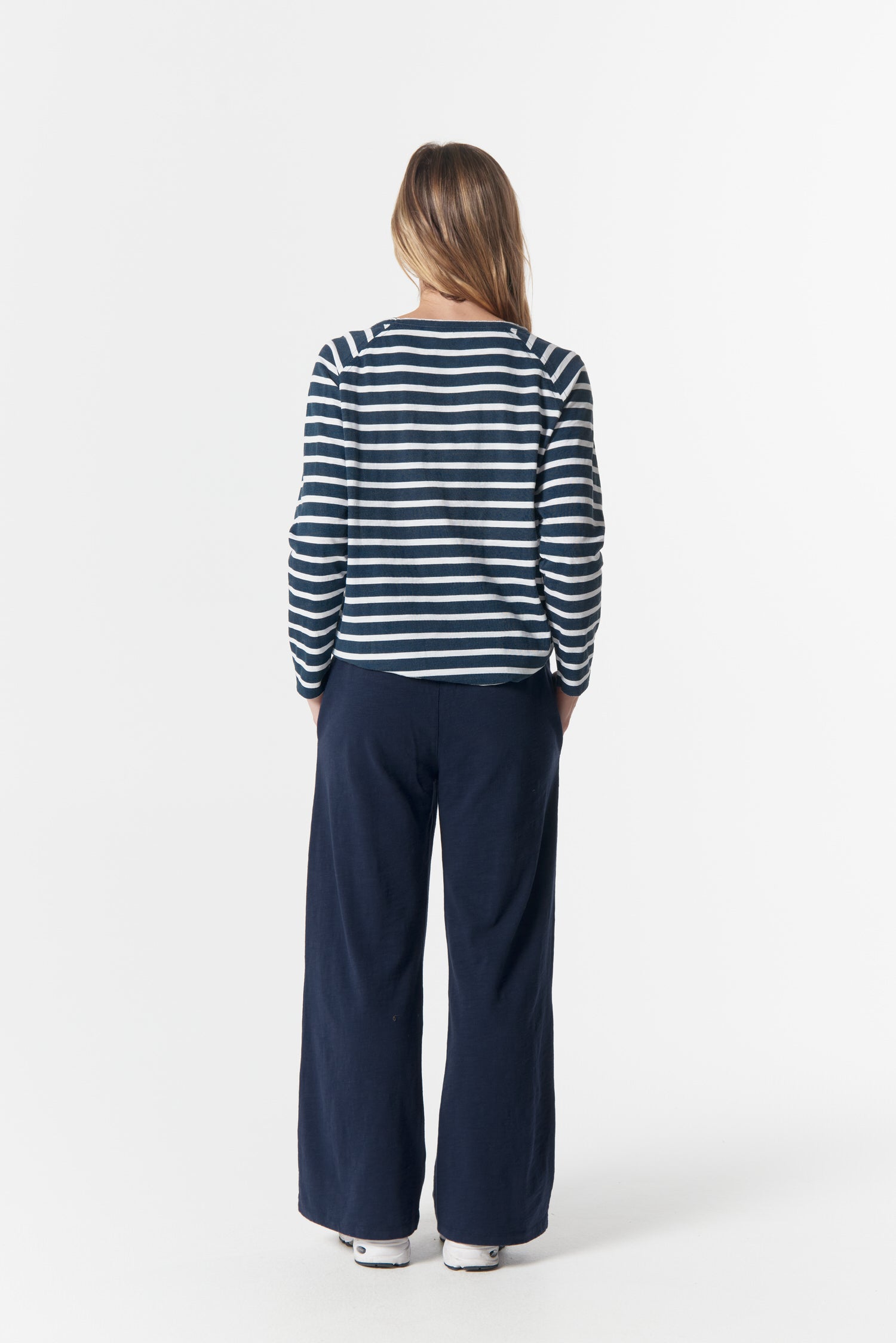 cloth+paper+scissors Tees The Hero Stripe Raglan Tee - White/Parisian Navy
