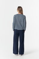 cloth+paper+scissors Tees The Hero Stripe Raglan Tee - White/Parisian Navy