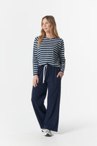 cloth+paper+scissors Tees The Hero Stripe Raglan Tee - White/Parisian Navy