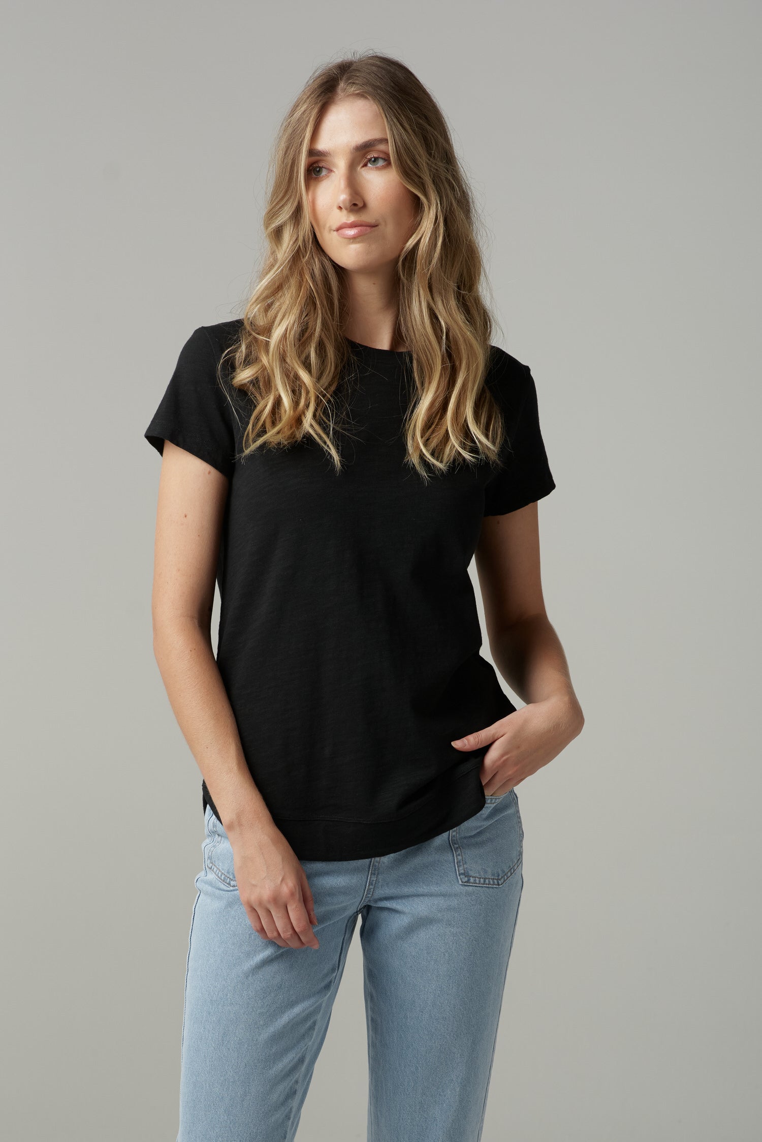 cloth+paper+scissors Tees Fern Cotton Shaped Hem Tee - Black