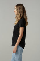 cloth+paper+scissors Tees Fern Cotton Shaped Hem Tee - Black