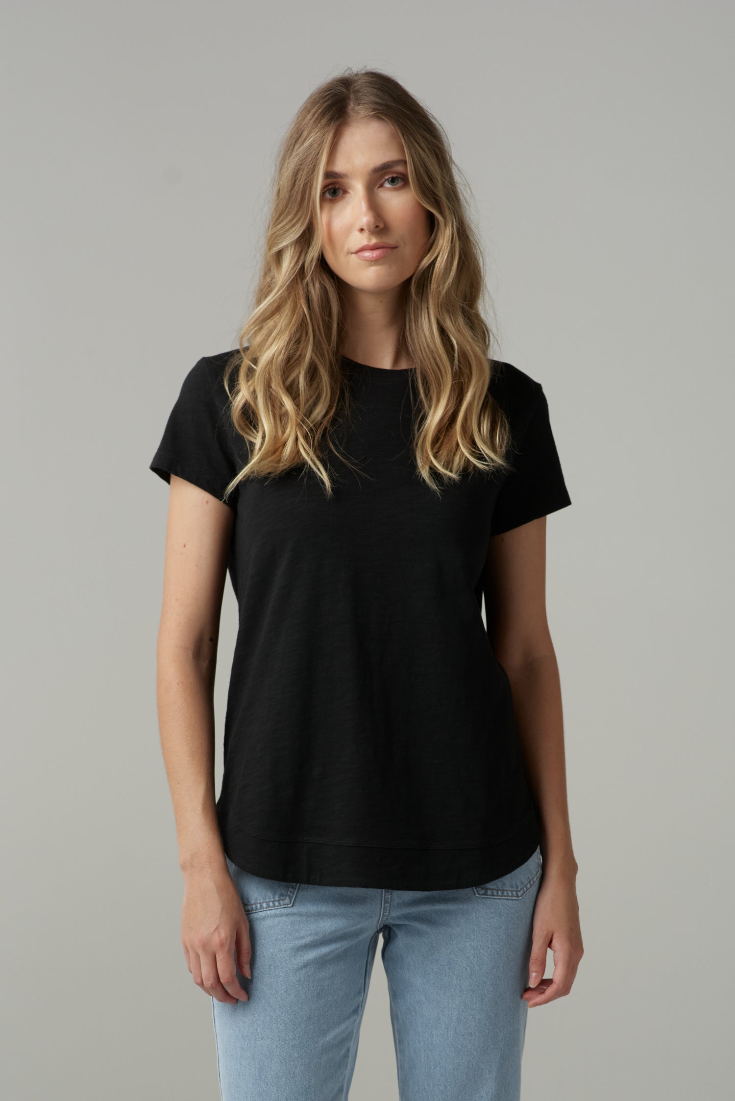 cloth+paper+scissors Tees Fern Cotton Shaped Hem Tee - Black