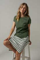 Fern Cotton Shaped Hem Tee - Fairway Green by cloth+paper+scissors. Timeless women’s fashion using natural fibres and classic shapes