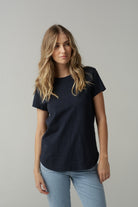 Fern Cotton Shaped Hem Tee - Parisian Navy by cloth+paper+scissors. Timeless women’s fashion using natural fibres and classic shapes