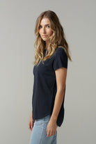 Fern Cotton Shaped Hem Tee - Parisian Navy by cloth+paper+scissors. Timeless women’s fashion using natural fibres and classic shapes
