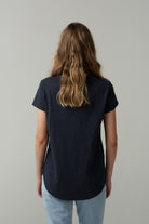 Fern Cotton Shaped Hem Tee - Parisian Navy by cloth+paper+scissors. Timeless women’s fashion using natural fibres and classic shapes
